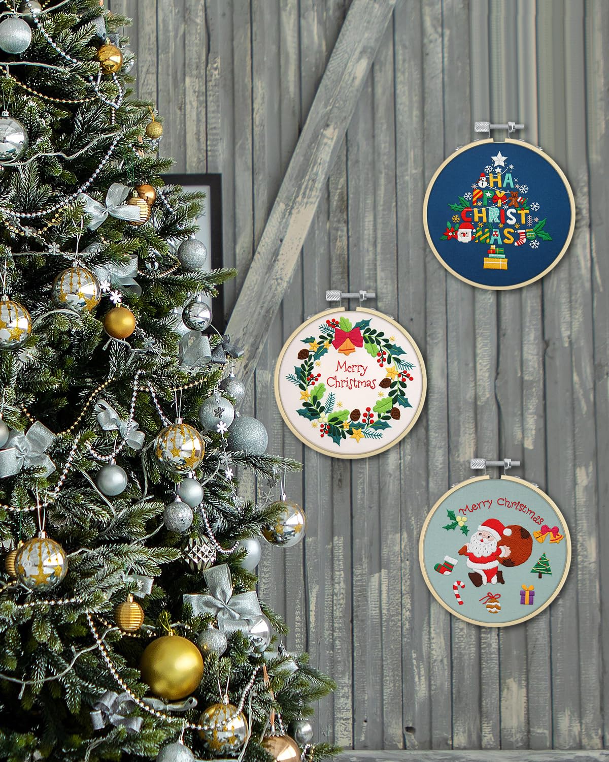 16 Pieces 8 Inch Embroidery Hoops, Bamboo Frame Circle Cross Stitch Hoop Ring Embroidery Hoops Set for Embroidery and Cross Stitch