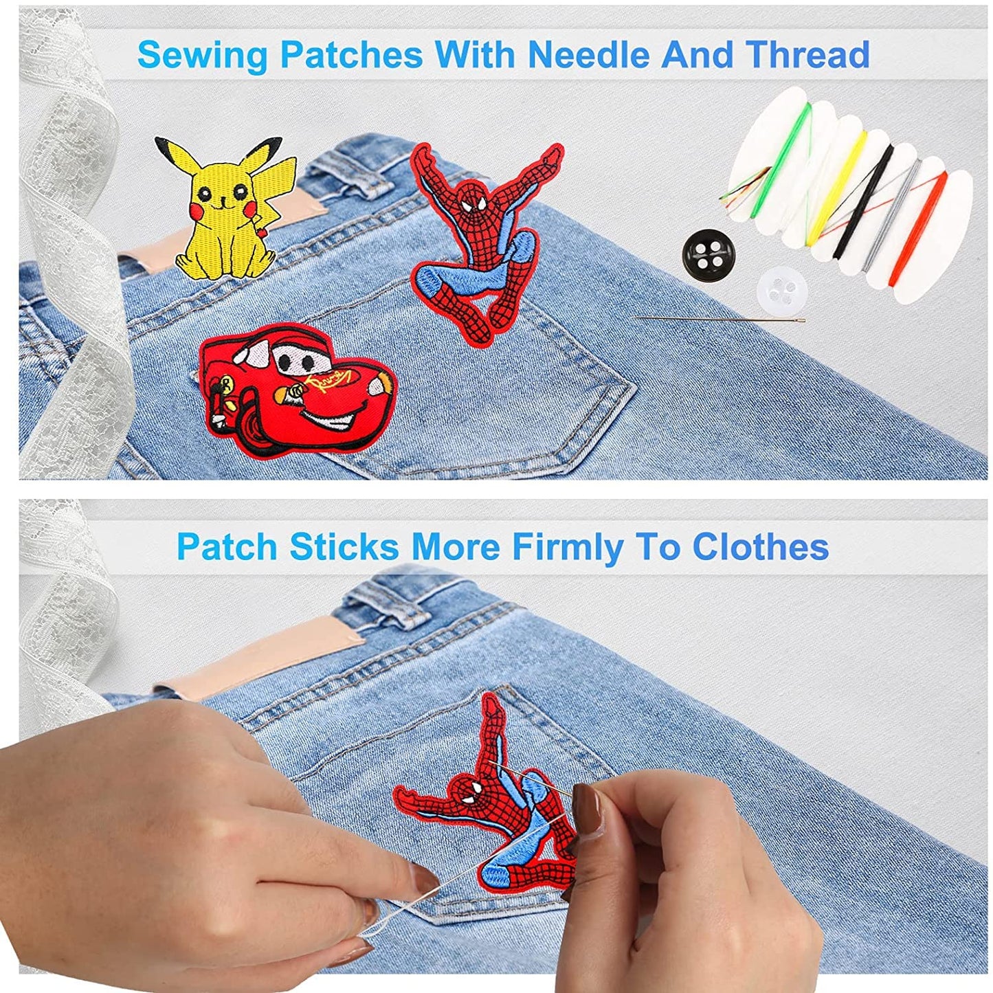 18 Pieces Anime Patches Embroidered Applique Patches,Sew on Iron on Patches Fabric Repair Patch for Kids Adult Clothes Jeans Jackets Hats Shoes Backpacks