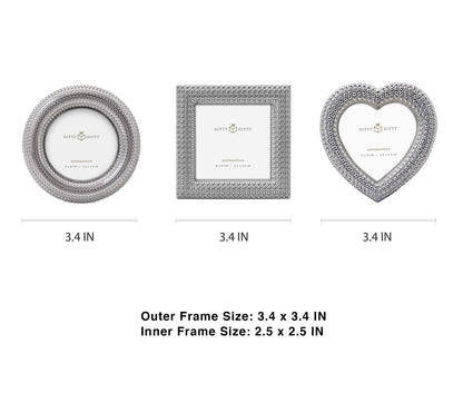 Classic Small Picture frame Set of 3 Cute Mini Photo Frame Set 2.5x2.5 inch for Tabletop Display Desk Picture Frame Perfect for Christams Home Decor Wedding Graduation Milestone Photos -