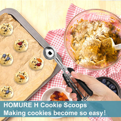 Cookie Scoop Set, Include 1 Tbsp/2 Tbsp/3 Tbsp, Cookie Scoops for Baking Set of 3, Cookie Dough Scoop, 18/8 Stainless Steel, Good Grip, Non-Slip, for Cookie Cupcake Muffin Ice Cream waffle