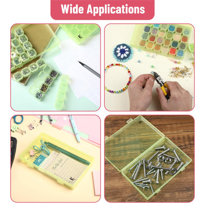 Bead Storage Containers, 28 Grids, 2 Pack, Transparent Green Small Bead Organizer Box