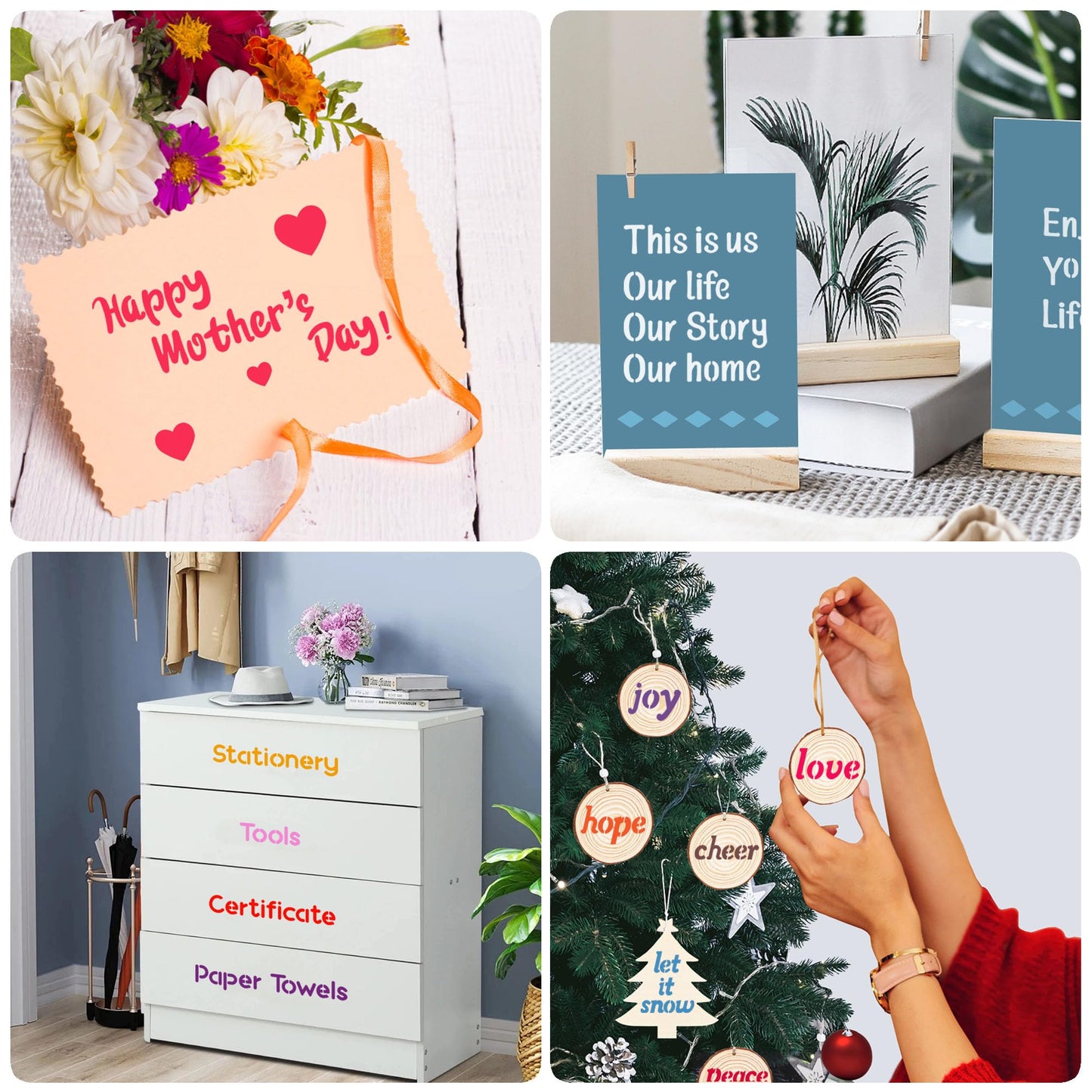 Reusable Small Letter Stencils for Painting, 36 Pcs (1/4, 1/2, 3/4, 1, 5/4 in.) Plastic Templates with Number & Alphabet - DIY Crafts