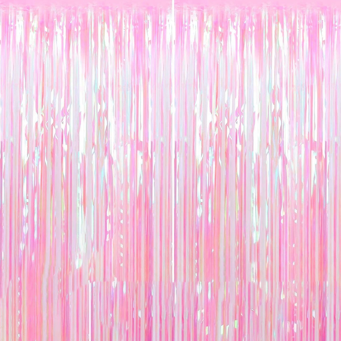 2 Pack Backdrop Curtain, 3FT x 8FT Metallic Tinsel Foil Fringe Curtains Photo Booth Background for Baby Shower Party Birthday Wedding Engagement Bridal Shower (Multicolor)