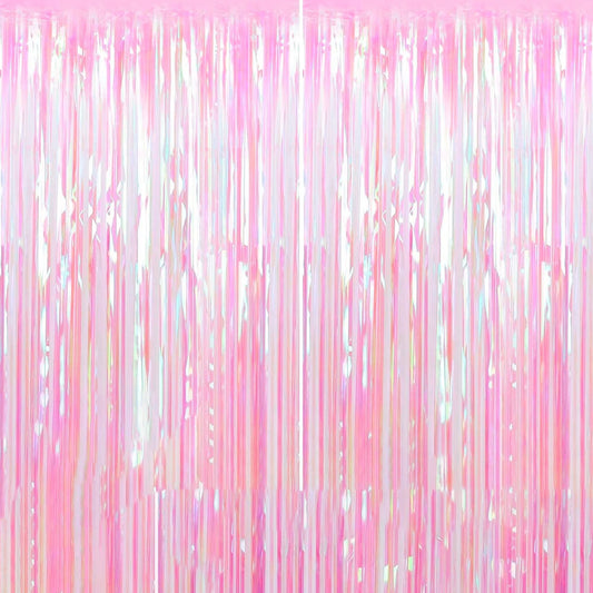 2 Pack Backdrop Curtain, 3FT x 8FT Metallic Tinsel Foil Fringe Curtains Photo Booth Background for Baby Shower Party Birthday Wedding Engagement Bridal Shower (Multicolor)