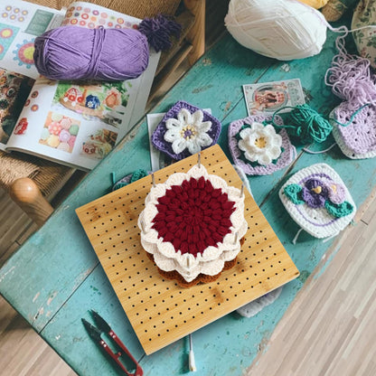 9x9 Inch Crochet Blocking Board with 20 Pins, Handcrafted Knitting Blocking Mat for Crochet Projects and Granny Squares, Gifts for Grandmothers, Mothers