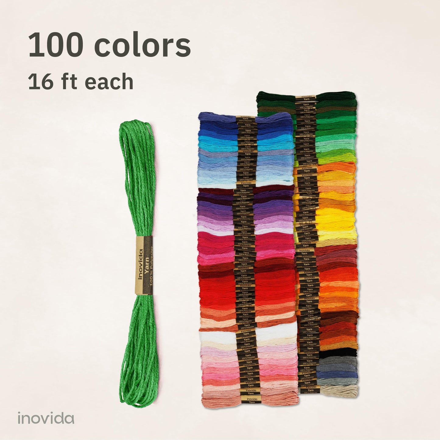 Embroidery Floss Set - 100 Colors, 16 Feet Each: Crafting & Sewing Thread Kit for Friendship Bracelets, Cross Stitch, Weaving, and More – Inovida Embroidery Thread for Beginners and Pros