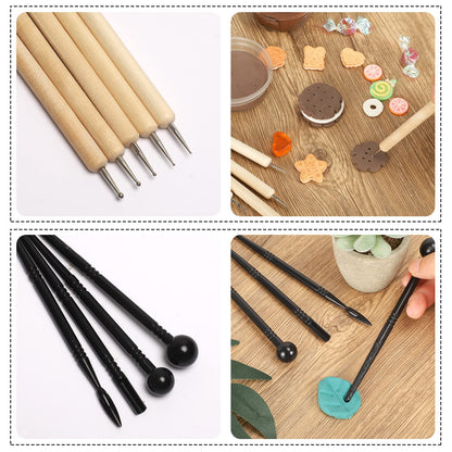 24pcs Polymer Clay Sculpting Tools Set with Stylus and Rock Painting Kit - Air Dry Clay Modeling Tools for Pottery and Sculpture