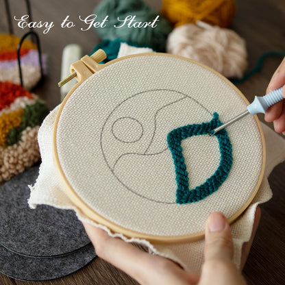 Punch Needle Coasters Kit, Punch Needle Embroidery Kits for Adults and Beginners - Including Patterns, Tools, Yarns, Hoop, Instruction, Coaster Holder Art Craft Supplies - Landscape