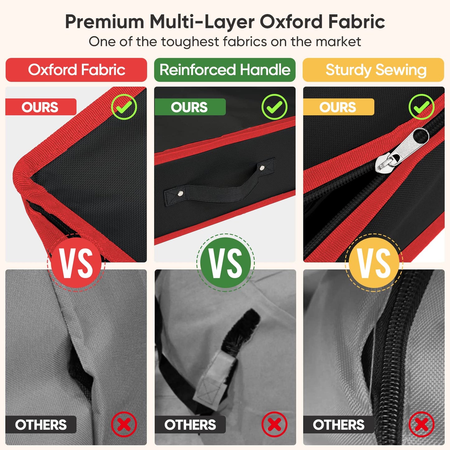 Wrapping Paper Storage Organizer, 40" Durable 600D Oxford Fabric Gift Wrap Storage Bag with Flexible Partitions for Ribbon, Holiday Accessories (Black/Red)