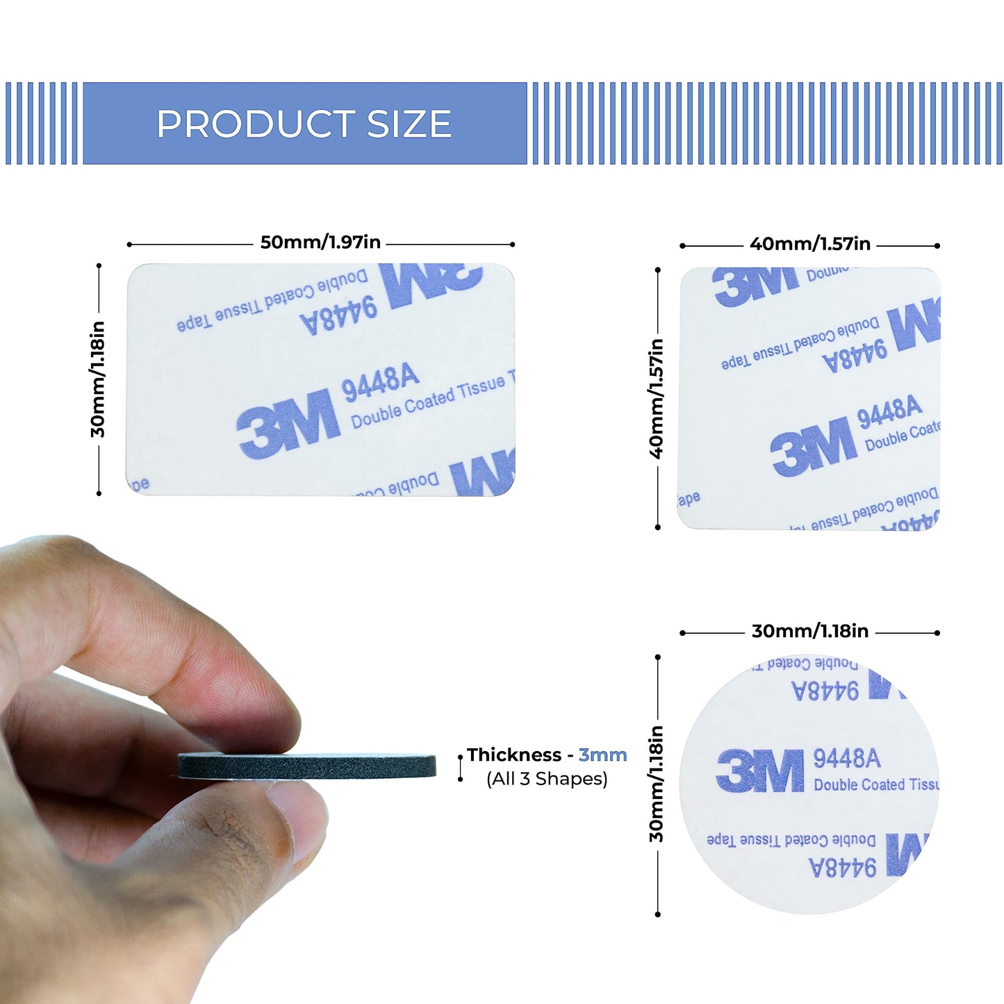 Double Sided Mounting Tape 60 Pcs Versatile Double Sided Adhesive Foam Mounting Tape Solution for Walls, Crafts, and More (Round, Square & Rectangle)