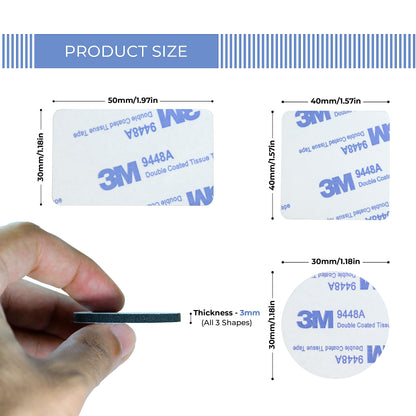 Double Sided Mounting Tape 60 Pcs Versatile Double Sided Adhesive Foam Mounting Tape Solution for Walls, Crafts, and More (Round, Square & Rectangle)