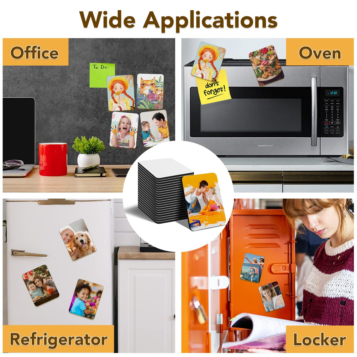 40 Pack Sublimation Magnet Blanks Set,Personalized Sublimation Refrigerator Magnet for Home Kitchen Microwave Oven Decor or Office Calendar with 40PCS Blank Rubber Pad(6x8cm),40PCS DIY Soft Magnetic