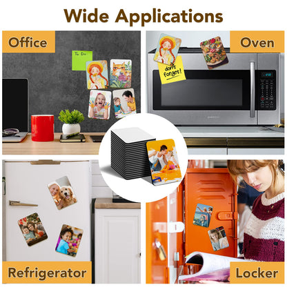 40 Pack Sublimation Magnet Blanks Set,Personalized Sublimation Refrigerator Magnet for Home Kitchen Microwave Oven Decor or Office Calendar with 40PCS Blank Rubber Pad(6x8cm),40PCS DIY Soft Magnetic