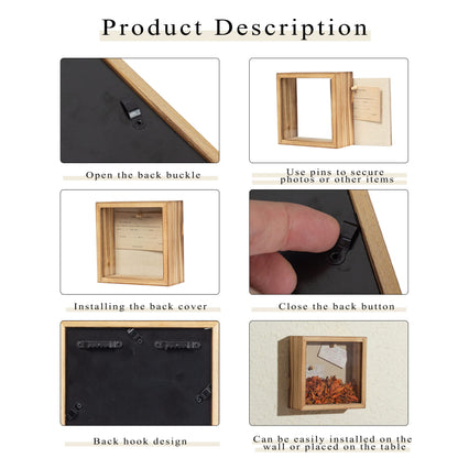 Shadow Box Frame 6x6 Shadow Box Display Case with Linen Back of Awards Memorabilia Flower, Pictures, Keepsakes、Bouquet、Medals and More Photos Memory Box