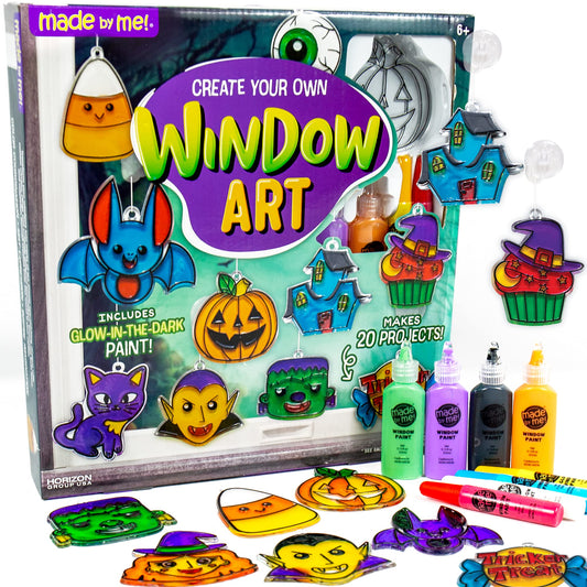 Create Your Own Halloween Window Art, DIY Suncatcher Kit and Clings, Great Staycation or Sleepover Activity, Fun Group Activity, Arts and Crafts Set for Kids Ages 6, 7, 8, 9