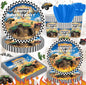 120PCS Monster Truck Party Supplies for Kids Boys 1st 2nd Birthday Party Decorations Monster Car Bday Party Tableware Set Plates Napkin Cups Set for 20 Guests