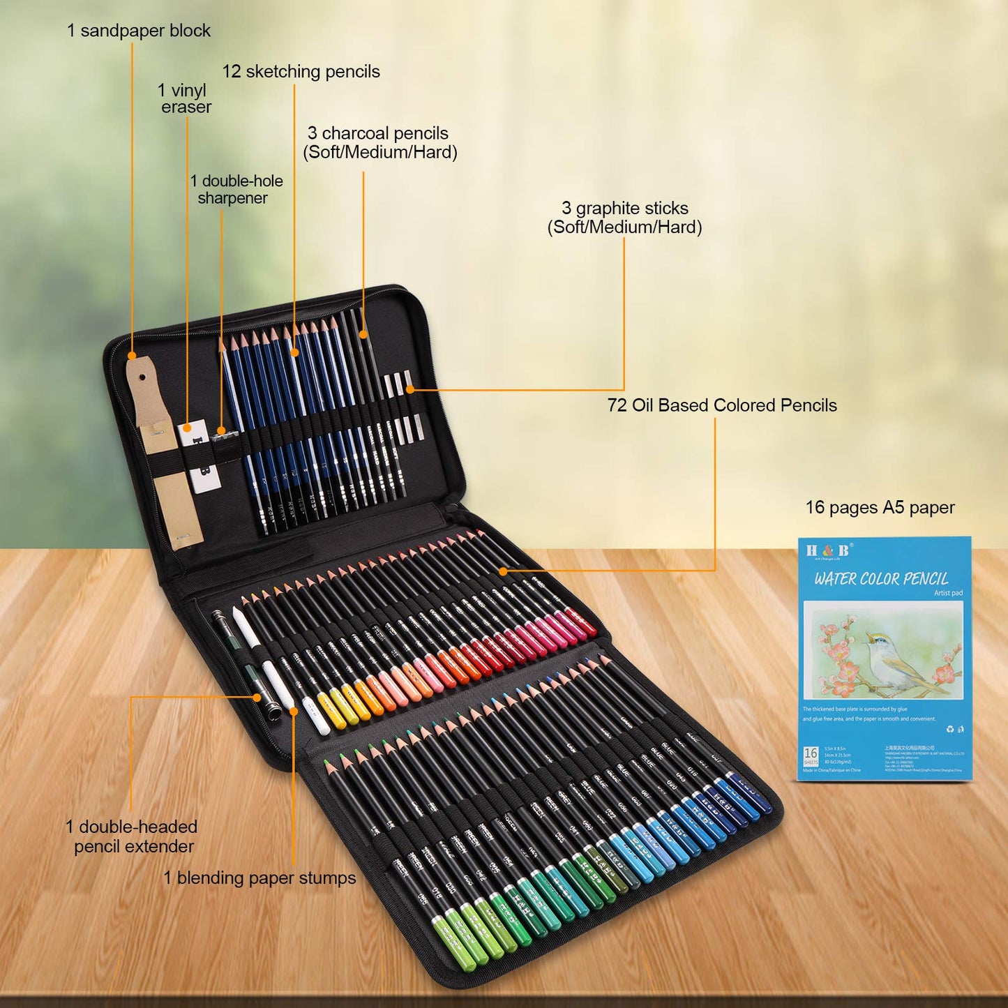 Sketching and Drawing Colored Pencils Set 96-Pieces,Art Supplies Painting Graphite Professional Art Pencils Kit,Gifts for Teens & Adults Drawing Charcoal Tool Set