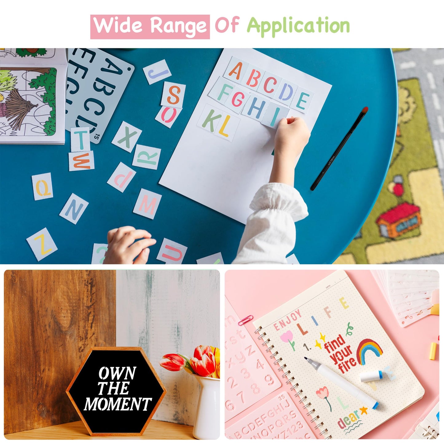 Reusable Small Letter Stencils for Painting, 36 Pcs (1/4, 1/2, 3/4, 1, 5/4 in.) Plastic Templates with Number & Alphabet - DIY Crafts