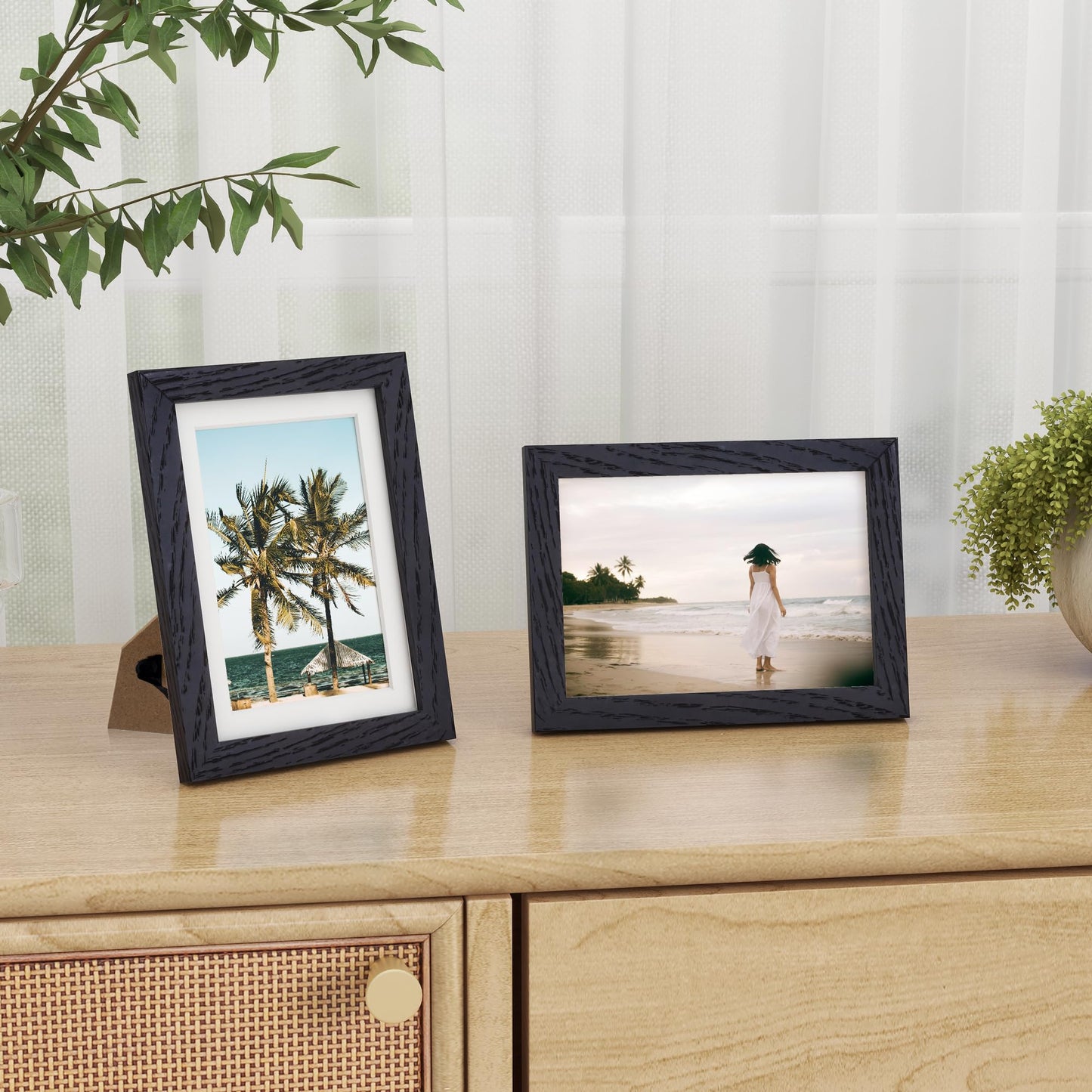 5x7 Black Picture Frame, 5 x 7 Photo Frame, Solid Oak Wood Frame 5 by 7 Frames, 5"x7" Picture Frame with Stand for Tabletop Display, 5x7 Frame Matted to 4x6, Black Frame 5x7, 1 Pack