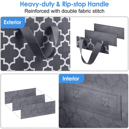 Storage Bags [3 Pack/100L] Large Blanket Clothes Organization and Storage Containers for Comforters,Bedding, Foldable Organizer with Reinforced Handle, Clear Window, Sturdy Zippers,Gray