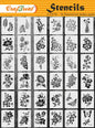 Reusable 36-Piece Flower Stencils for Painting (3x4), DIY Floral Stencils for Wood & Wall
