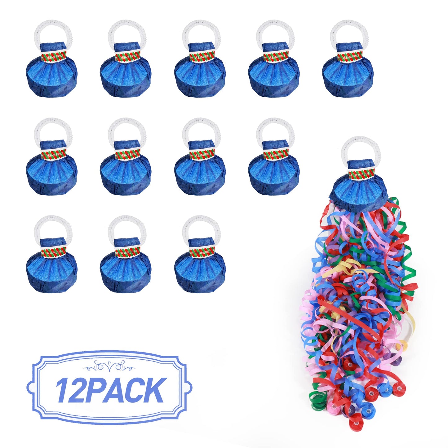 No Mess Streamers,12Pack Colorful No Mess Confetti Poppers,Party Poppers for Birthday,Wedding,Celebrations,School Opening,Graduation,Retirement Party