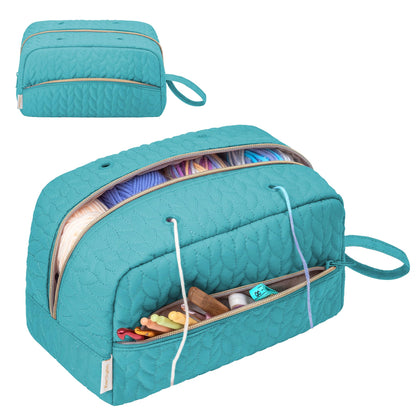 Crochet Yarn Bag Knitting Bag Storage for Crocheting Accessories Crochet Hook Case Organizer Gift for Crochet Lovers (Teal), K3201
