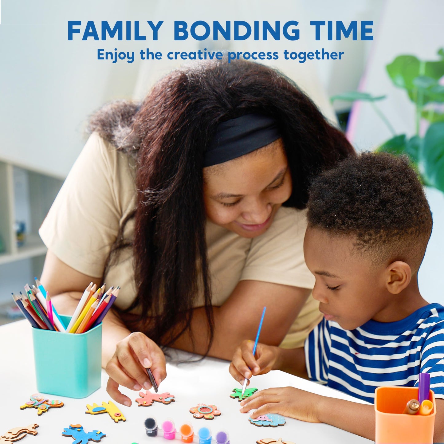 12 Wooden Magnet Creativity Arts & Crafts Painting Kit for Kids, Decorate Your Own Painting Gift for Easter Basket Stuffers, Birthday Parties and Family Crafts, Party Favors for Boys Girls