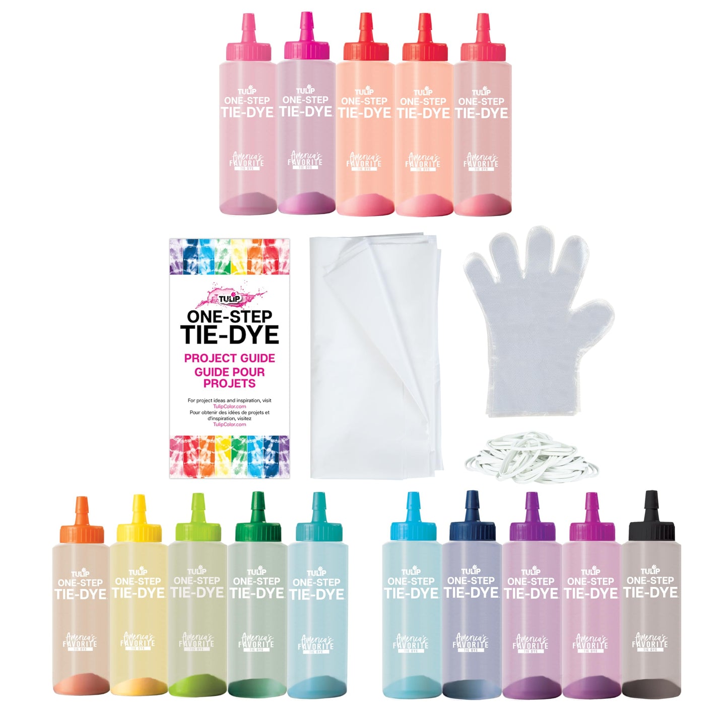 One-Step Tie-Dye Kit Party for 5, 15 Rainbow Colors for Fabric