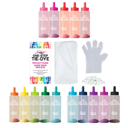 One-Step Tie-Dye Kit Party for 5, 15 Rainbow Colors for Fabric
