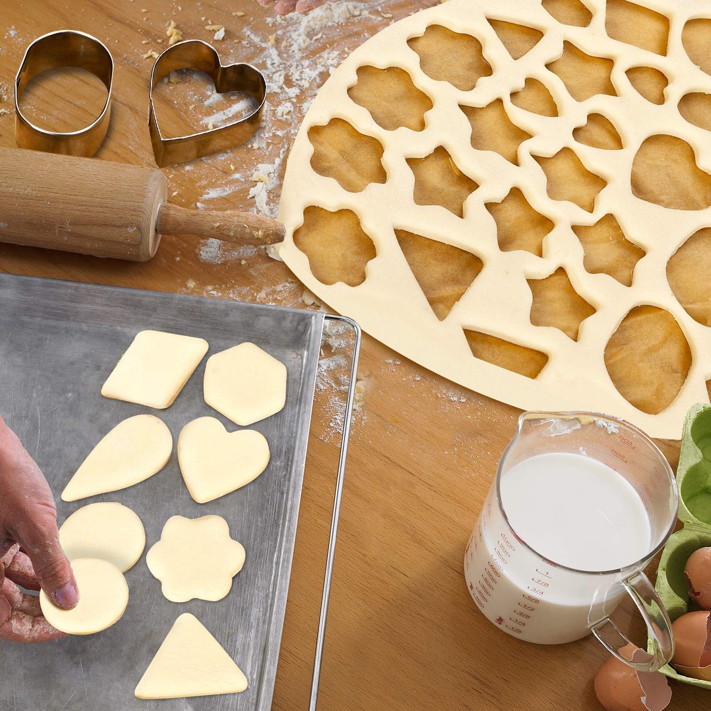 Mini Cookie Cutter Set - 30 Stainless Steel Shapes: Star, Flower, Heart, Geometric - For Pastry Dough, Pie Crust & Fondant