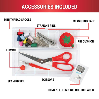 07271 Basket with Sewing Notions Kit & Removable Tray-Vintage Spools, Tan