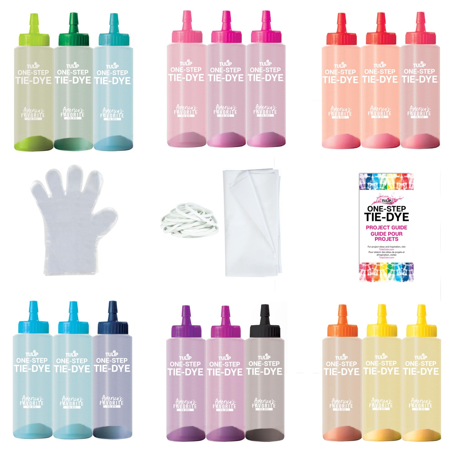 One-Step Tie-Dye Kit Party Supplies, 18 Bottles Tie Dye, Rainbow, 1 Count (Pack of 1)