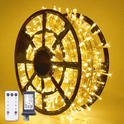 168FT 600 LED String Lights Outdoor Indoor Christmas String Lights Plug in Warm White Tree Lights for Outside Bedroom Wedding Party Holiday Spring Decorations