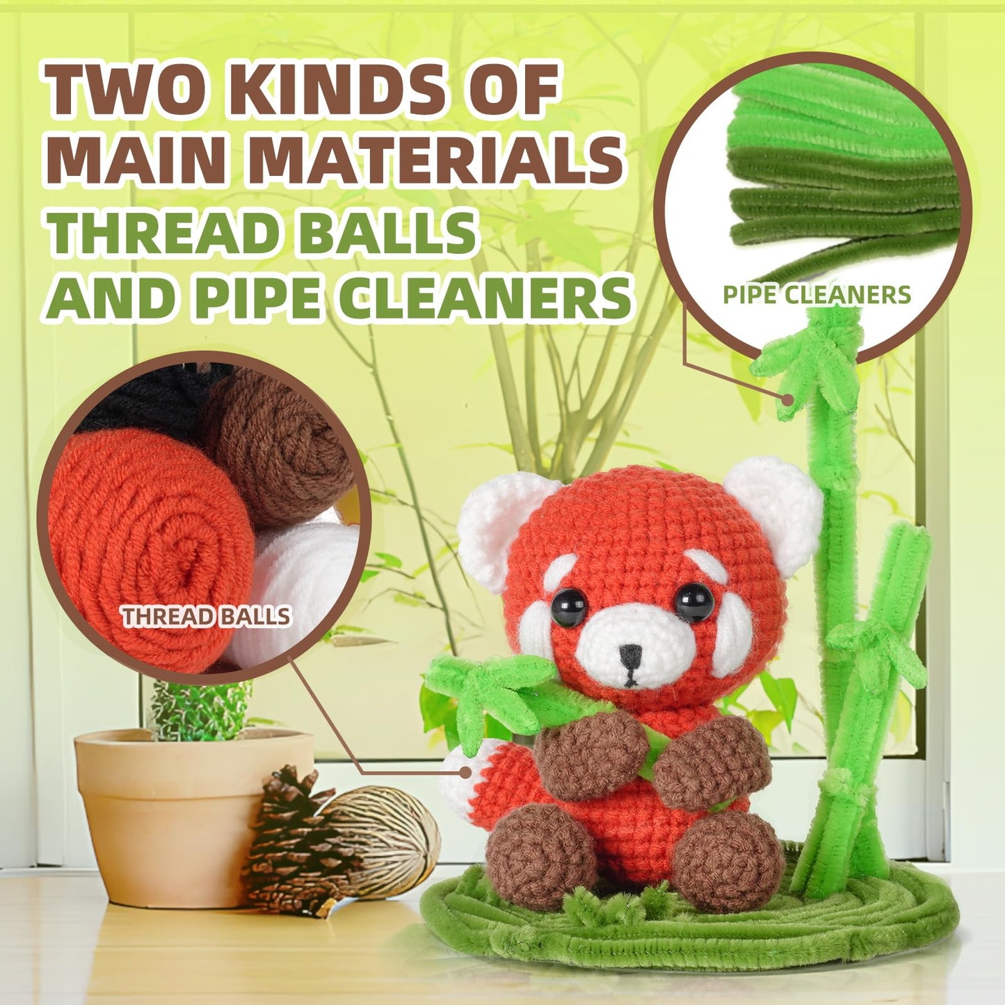 Crochet Kit for Beginners, Crochet Animal Kits, Crocheting Kit for Starters, Learn to Crochet with Step-by-Step Video Tutorials, Beginner Crochet Kit for Adults(Panda)