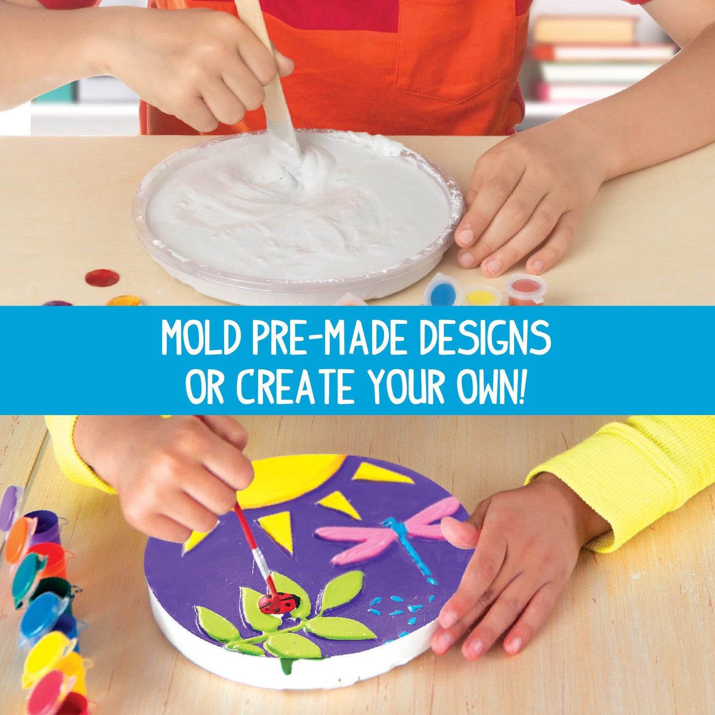 Mix & Mold Your Own & Make 4 DIY Personalized Stepping Stones, Great Spring & Summer Weekend Activity, Perfect Keepsake, Birthday Party Idea for Kids Ages 5, 6, 7, 8, 9, Multicolor