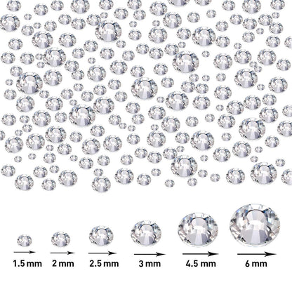 4000 Pieces Hotfix Rhinestones Crystals AB Clear Crystal Rhinestones Flatback Gems Round Crystal Rhinestones Bulk for Crafts Clothing Dance Costumes(Clear Color)