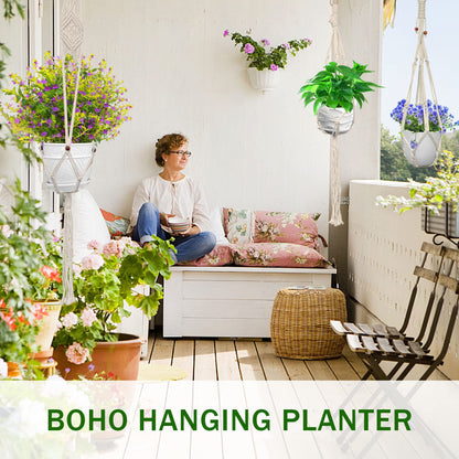 Macrame Plant Hanger,7 Pack Plant Hanger Indoor Hanging Planters with 7Pcs Ceiling and S Hooks-Handmade Macromay Plant Hangers Outdoor Macrame Plant Holder for Boho Home Decor