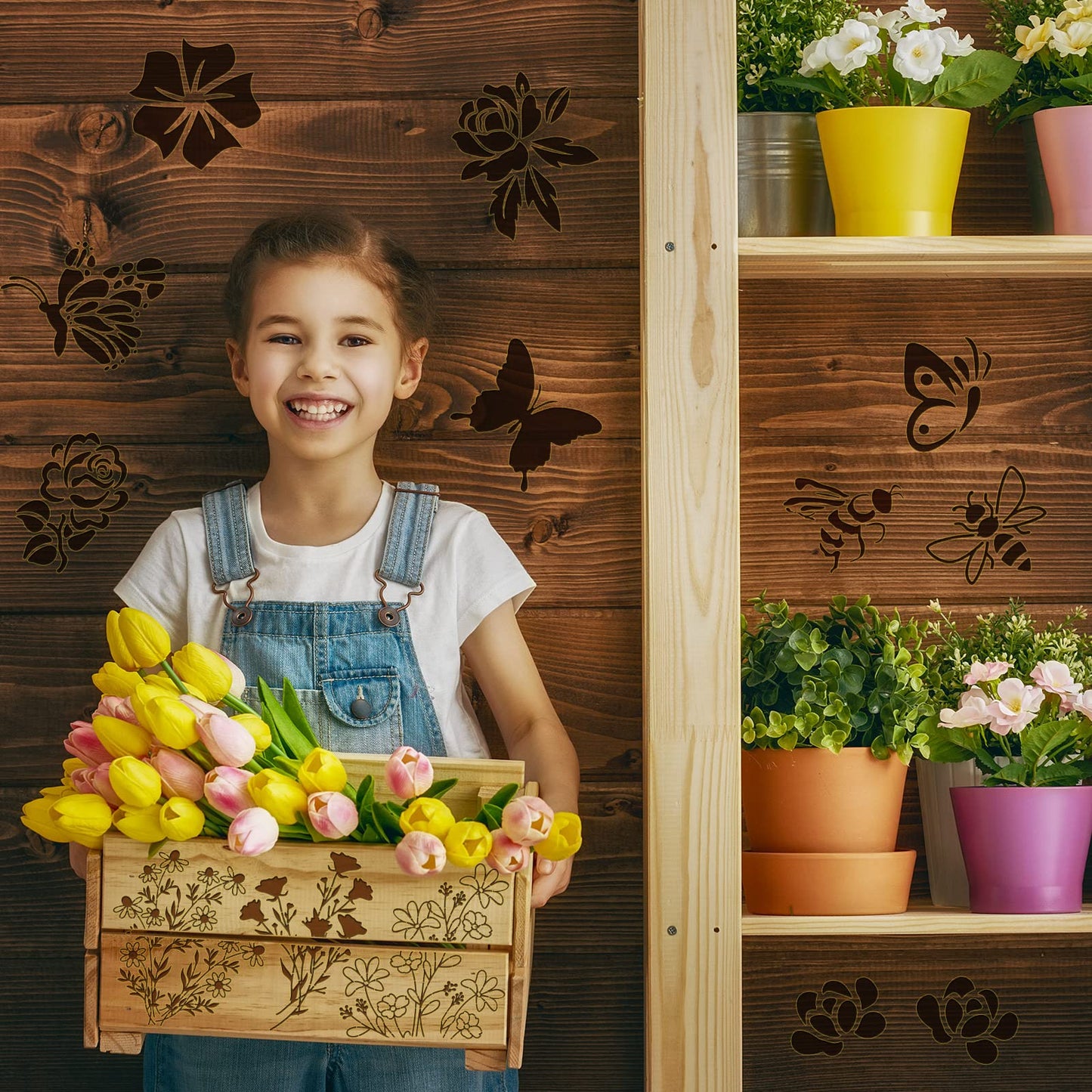 6 Pcs Mixed Metal Stencil Wood Stencil Templates Stencils for Journaling Burning Stencils for Wood Carving Drawing Engraving Scrapbooking Journal Craft DIY(Plant Style)