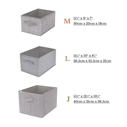 Storage Baskets for Shelves, Fabric Storage Bins with Handles, Collapsible Storage Boxes, Closet Storage Bins, Organizers and Storage, Gray, Large, 3-Pack