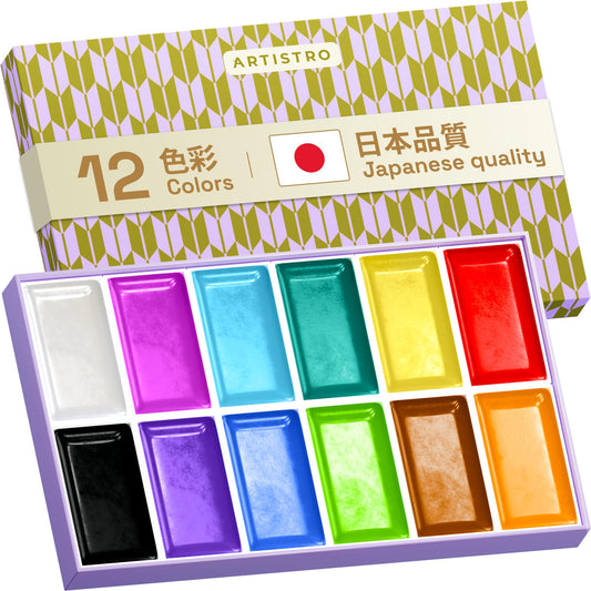Professional Watercolor Paint Set for Adults - 12 Pigment-Rich Colors, XL Pans, ASTM-I Lightfastness, High Tinting Strength Watercolor Set for Professionals made by professionals