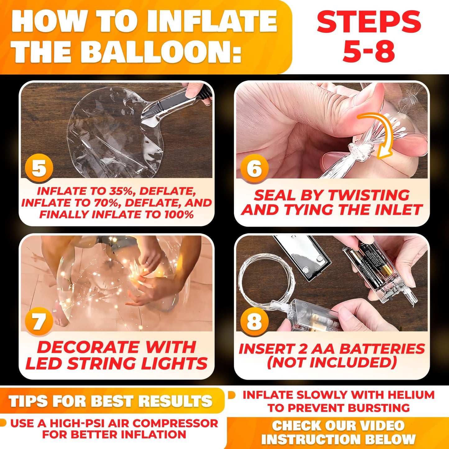 10 Pcs LED Balloons Light Up Balloons for Parties – Clear & Elastic Expands Up to 18" with Gold String Lights & Individual Switch – Glowing Party Decorations for Indoor & Outdoor Events