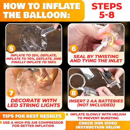 10 Pcs LED Balloons Light Up Balloons for Parties – Clear & Elastic Expands Up to 18" with Gold String Lights & Individual Switch – Glowing Party Decorations for Indoor & Outdoor Events