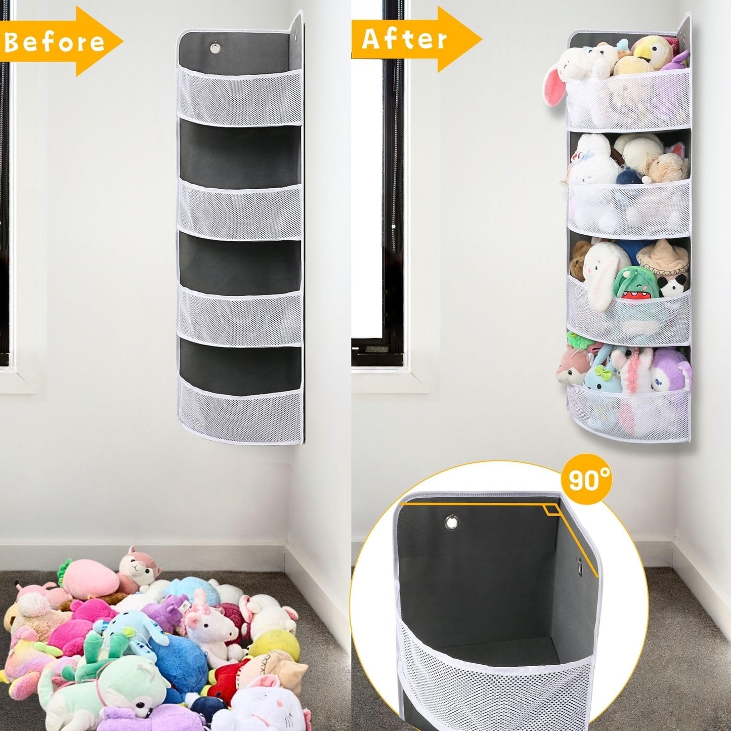 Soft Corner Shelf | Safe Hanging Organizer | Child-Friendly Wall Mount Storage | for Sundries, Toys, Stuffed Animals, Diapers | for Pantry Closet Bedroom Nursery Organization 1-Pack