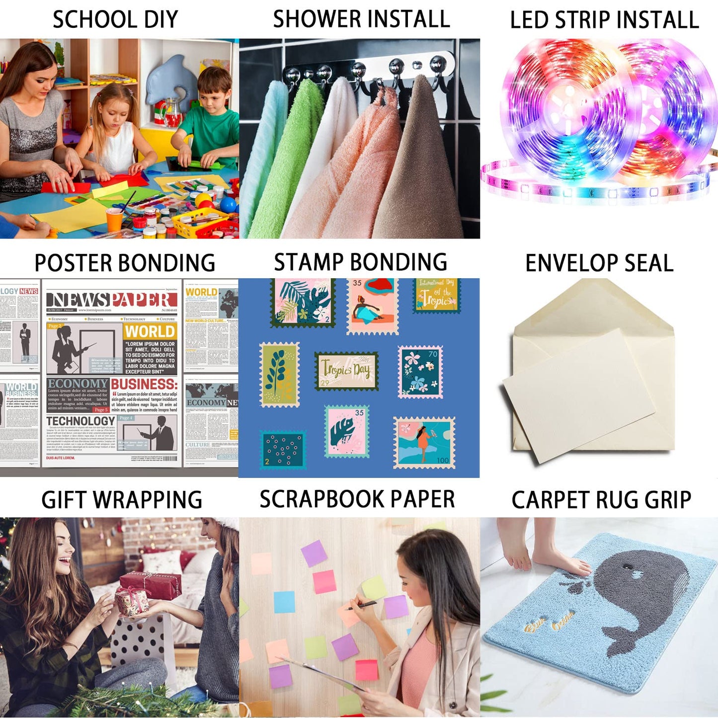 Double Sided Tape 16.5ft,Picture Hanging Strips Heavy Duty Mounting Tape Removable,Foam Tape Waterproof For Scrapbooking Poster Tape, Carpet Tape Rug Gripper,Art & Craft Tape,Adhesive Sticky Tape