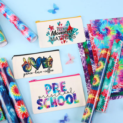 Tie Dye HTV Heat Transfer Vinyl - 12 Sheets Bundle, 10x12 Inch, Watercolor Swirl Patterned HTV for T-Shirts, Compatible with Cricut or Silhouette Cameo