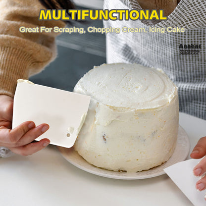 Icing Spatula, 3 Pieces Professional Angled Offset Frosting Spatulas with 6", 8", 10" Stainless Steel Blades & 4 Pack Cake Smoother Scraper for Cake Decorating, Baking & Pastry (Set of 7)