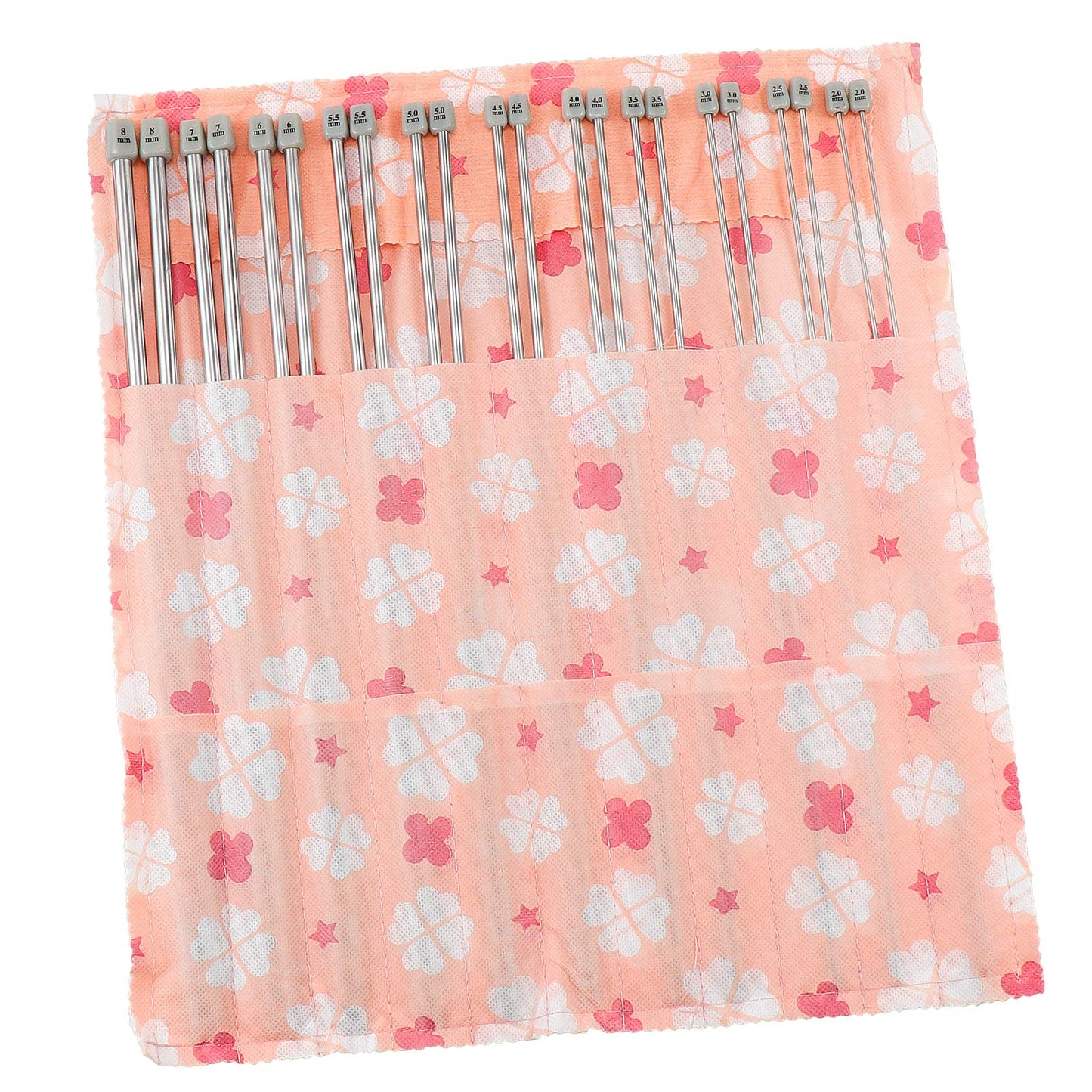 22 Pcs Knitting Needles Set, 14 Inches Stainless Steel Straight Single Pointed Knitting Needle Kit Metal Knitting Kit in Different Sizes 2.0mm to 8.0mm, with Gift Organizer Bag, 11 Pairs