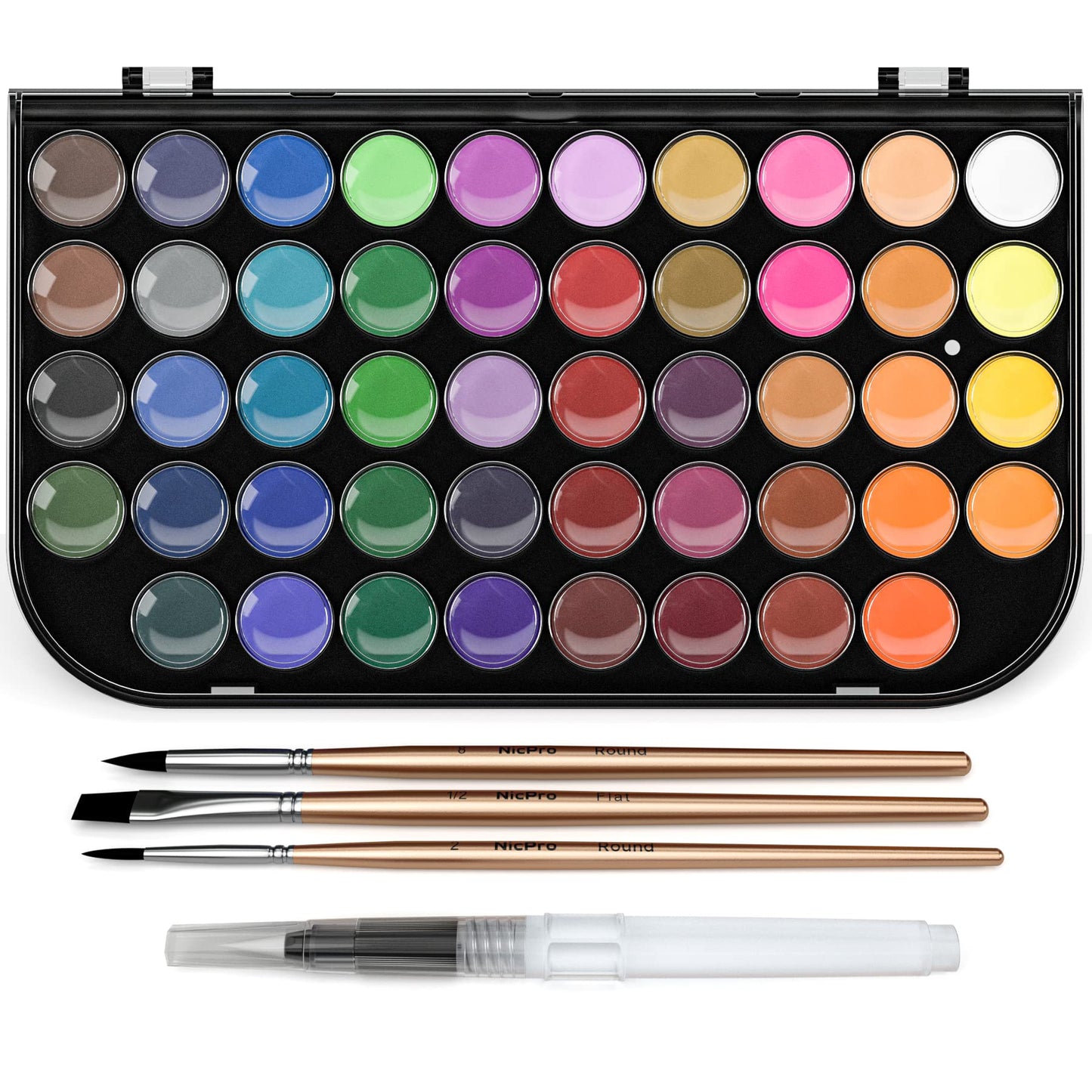 Watercolor Paint Set, 48 Water Colors Kit with 3 Painting Brushes, Palette, Watercolor Pen, Non-toxic Painting Supplies for Kids, Adults, Students, Beginners and Artists