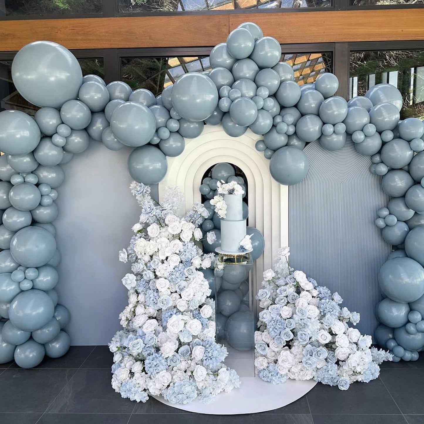 110pcs Dusty Blue Balloons, 18 12 10 5 inch Dusty Blue Balloons Different Sizes Balloon Arch Kit for Bridal Shower Gender Reveal Baby Shower Birthday Party Decorations
